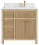 Sonoma Teak 36 Right Offset Bath Vanity Light Natural Teak 1.5" Calacatta Laza
