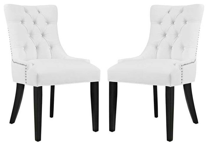 White Regent Dining Side Chair Vinyl Set of 2