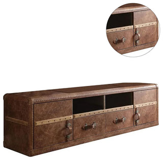 TV Stand, Retro Brown Top Grain Leather