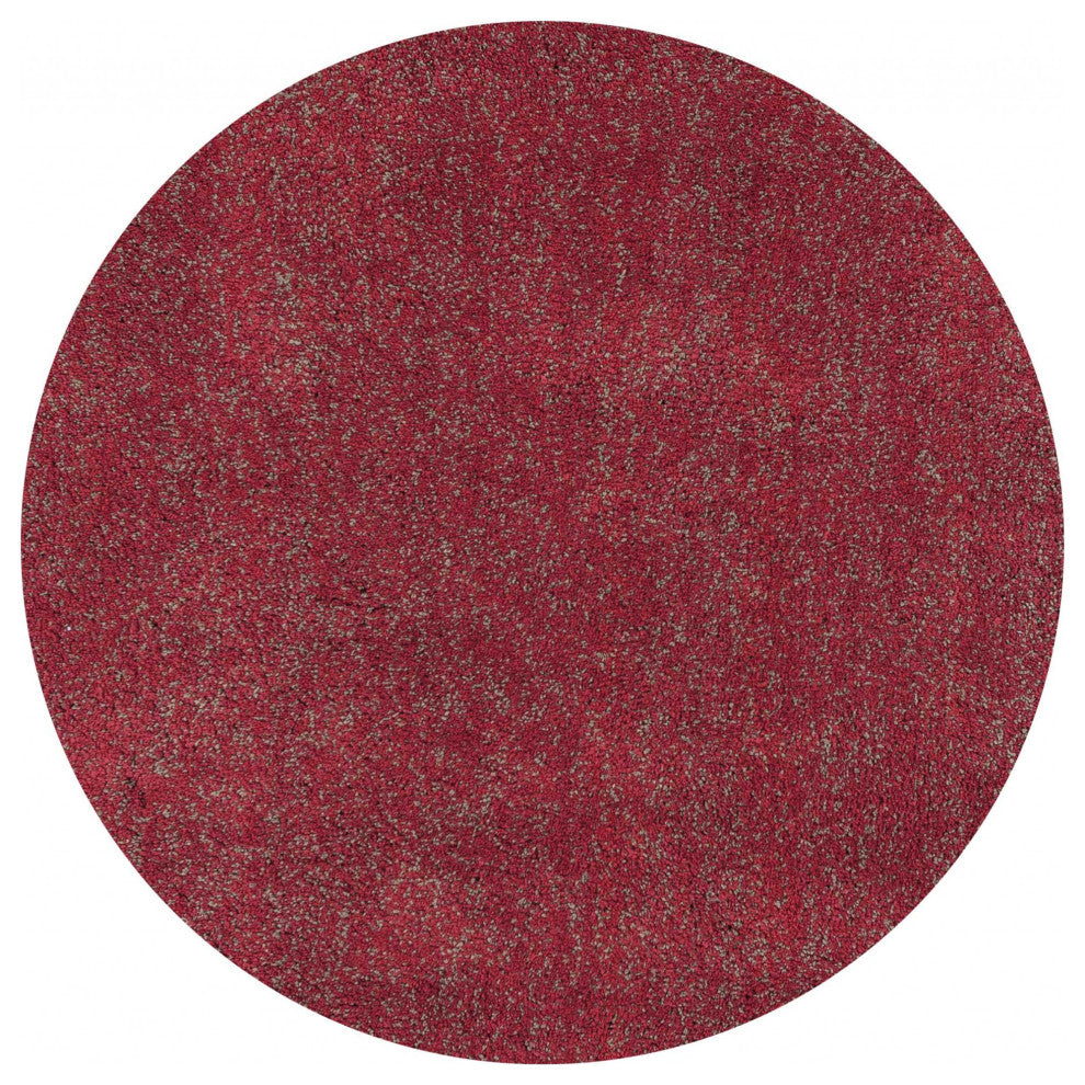 6' Red Heather Round Indoor Shag Rug