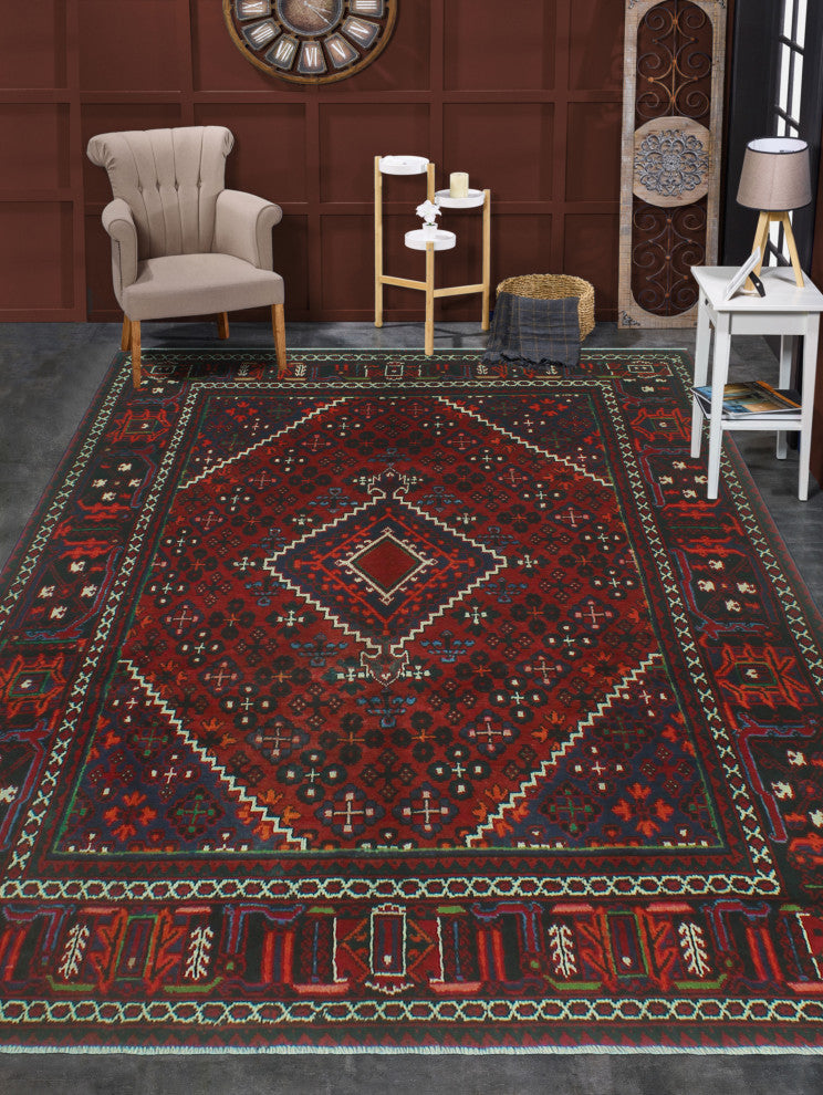 Fine Vintage Distressed Amie Red/Charcoal Rug, 6'9x10'0