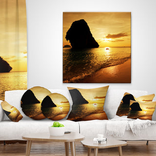 Amazing Evening Tropical Beach Seashore Throw Pillow, 16"x16"