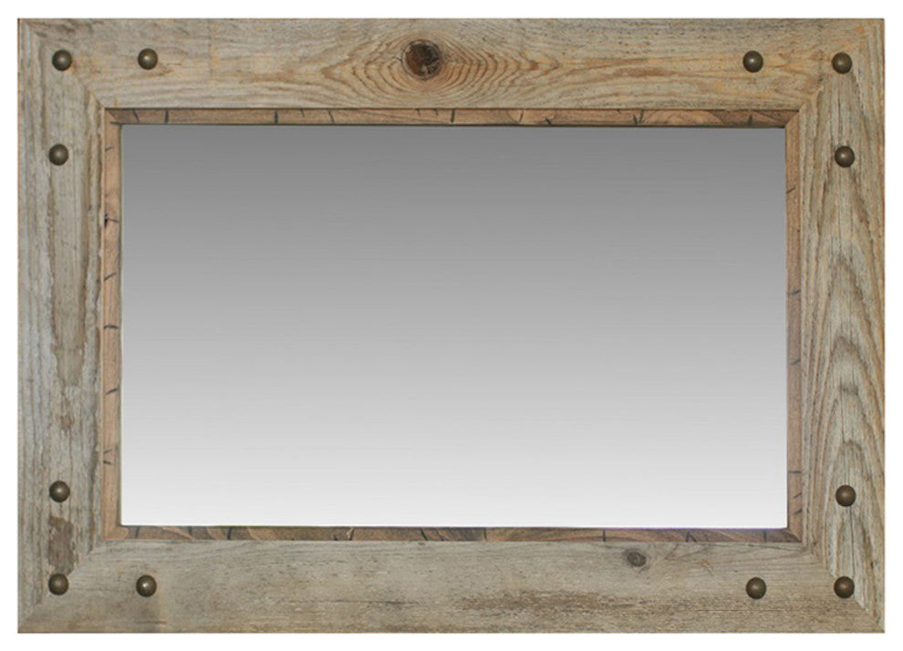 Park City Style Barnwood With Alder Inset And Nailhead Corner Tacks, 16"x20"