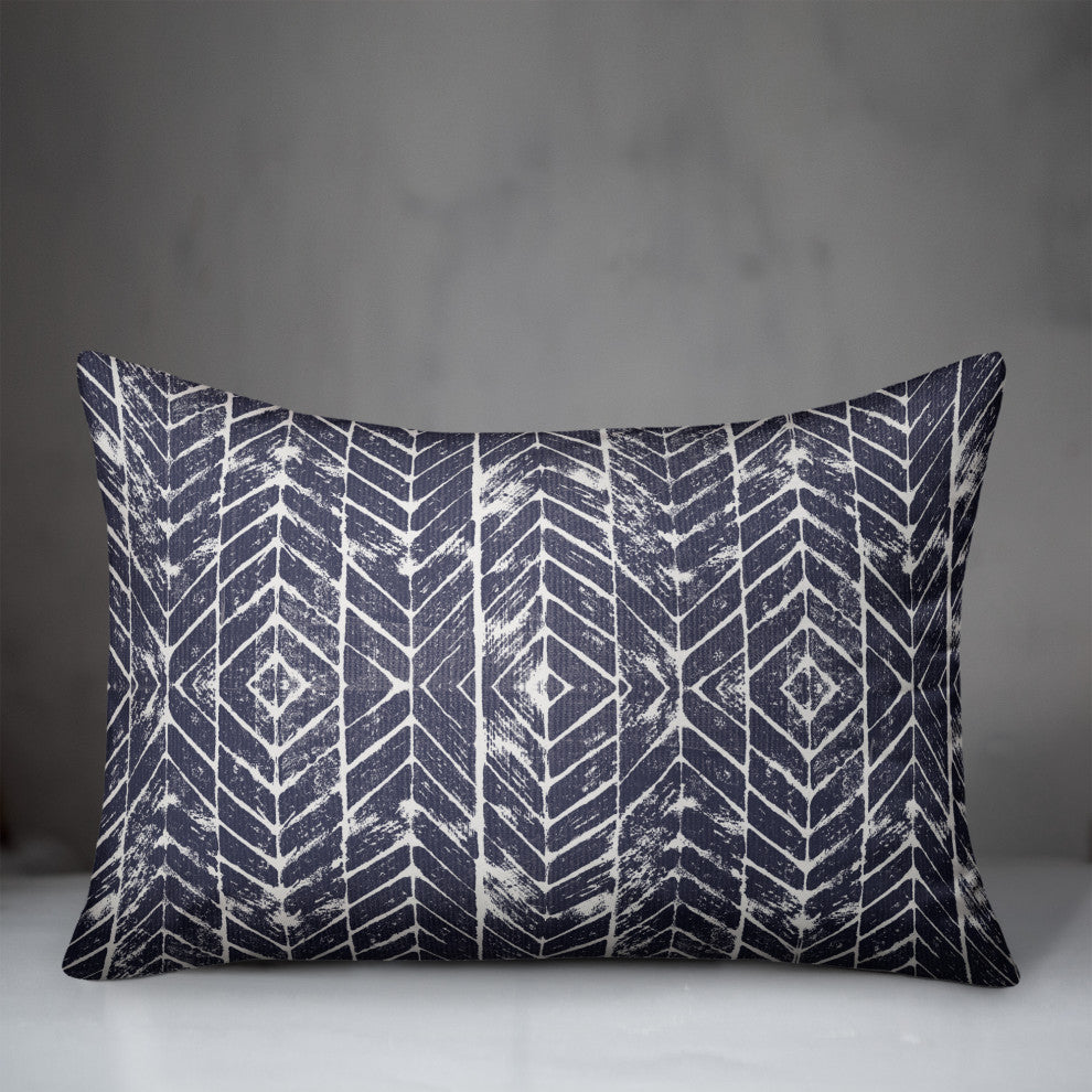 Distressed Indigo Chevron 14x20 Spun Poly Pillow