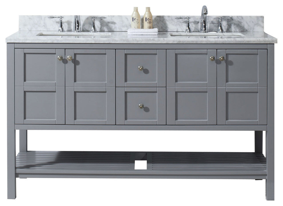 Winterfell 60" Double Bathroom Vanity Set, Gray