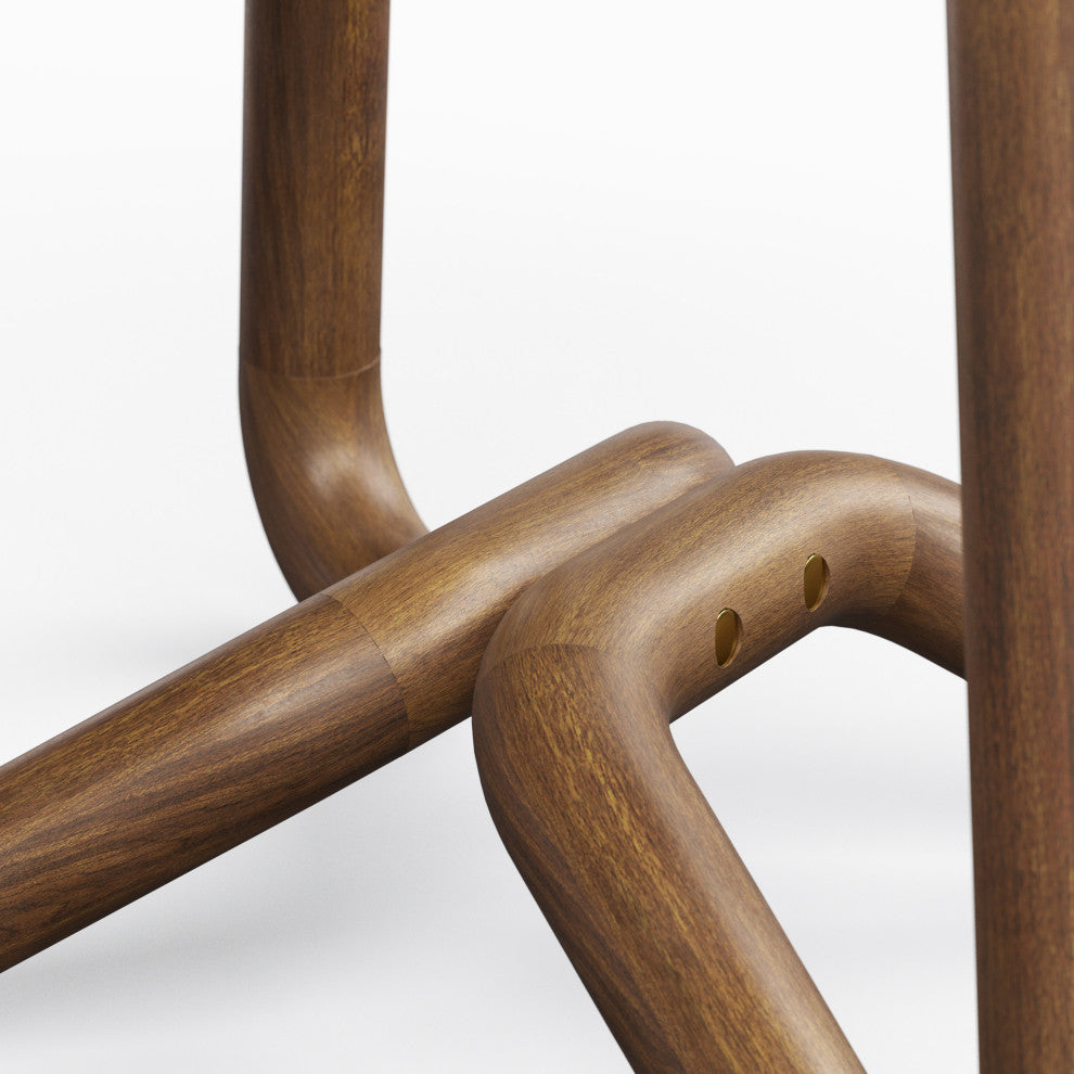 Modern Brazilian - Loop - Upholstered Stool - Noodles Natural Seat, Nozes