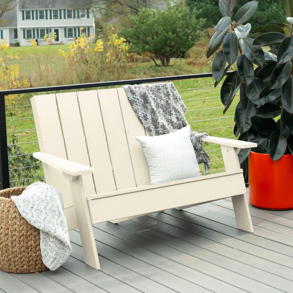Italica Modern Double Wide Modern Adirondack Chair, Whitewash