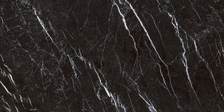 Marquina Black Marble Look Rectified Porcelain Tile Matte, 24"x48"