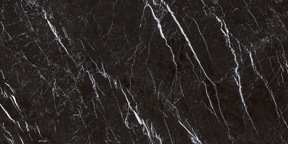 Marquina Black Marble Look Rectified Porcelain Tile Matte, 24"x48"