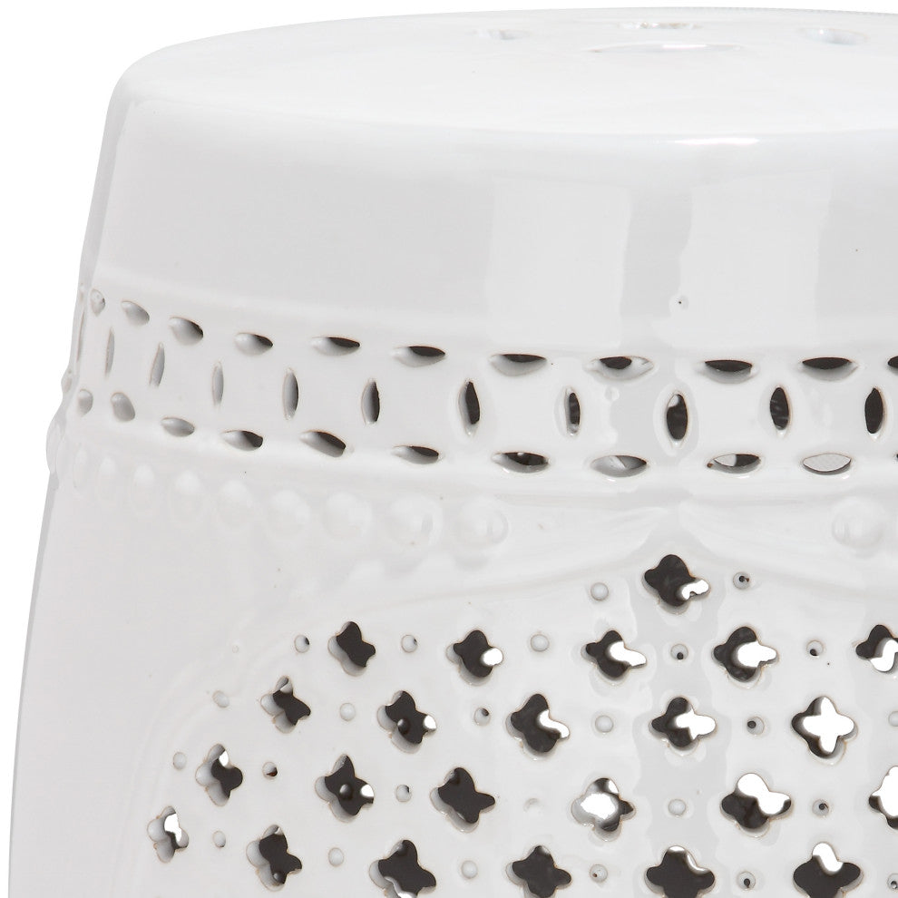 Safavieh Quatrefoil Garden Stool, White