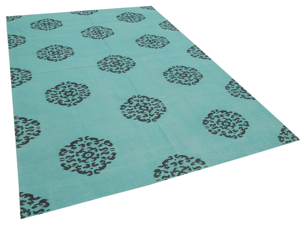 Rug N Carpet - Handmade Wool 5' 10'' x 8' 9'' Modern Design Dhurrie Kilim Rug