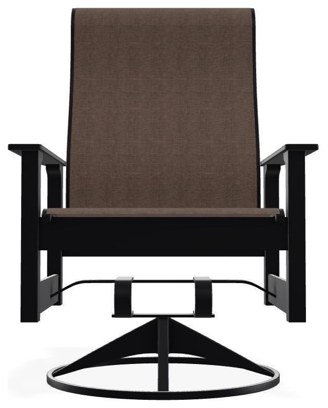 Leeward Sling Outdoor Swivel Rocker, Mocha/Black