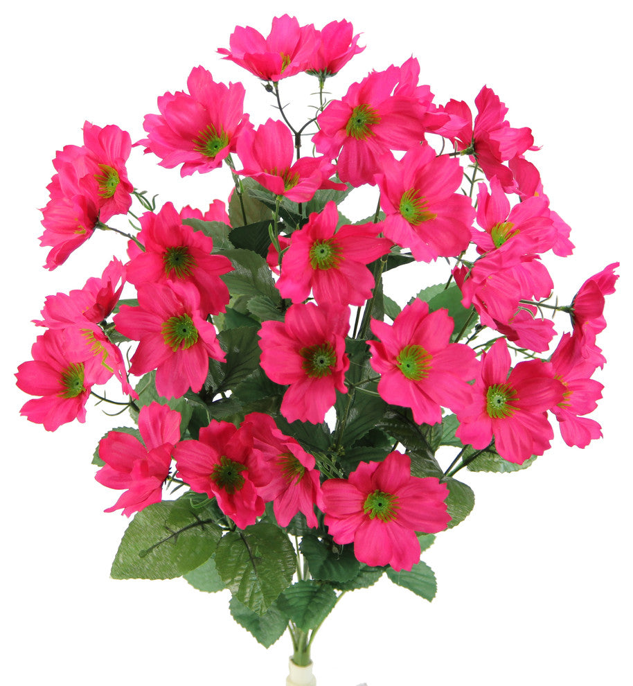 18 Stems Faux Full Blooming Wild Flower Bush, Beauty