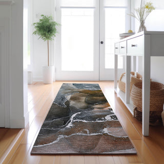 Premium Machine Washable Mayfield AMF503 Orange 2'3" x 7'6" Runner Rug