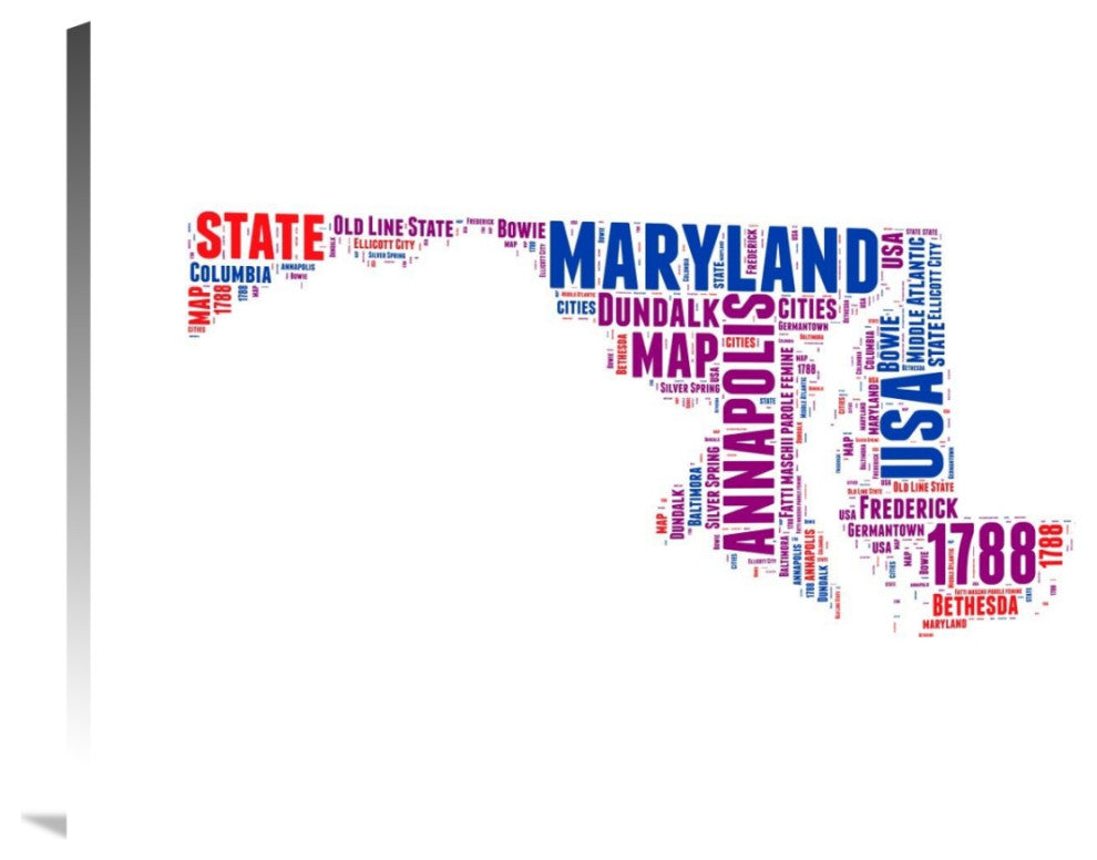 "Maryland Word Cloud Map" Fine Art Print