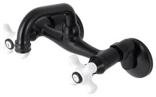Kingston Brass KS612MB Two-Handle Wall Mount Bar Faucet, Matte Black
