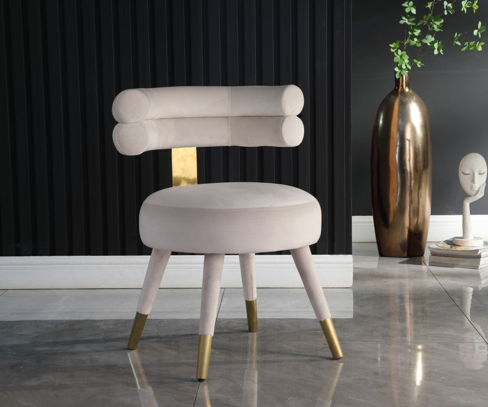 Fitzroy Velvet Upholstered Dining Chair (Set of 2), Cream