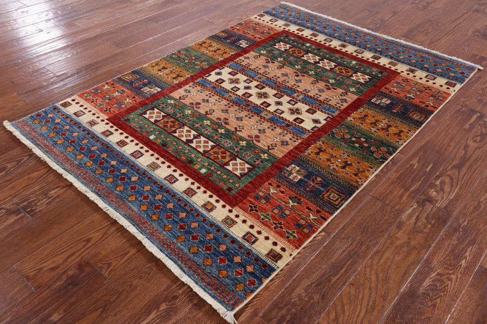 4' 3" X 6' 1" Tribal Persian Gabbeh Wool Rug Q4881