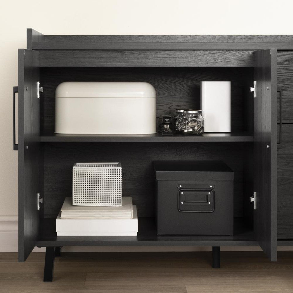 Kozack 2-Drawer Credenza with Doors, Gray Oak