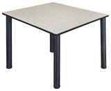 Kee 48" Square Breakroom Table, Maple, Black