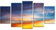 Sunset Dramatic Yellow Sky Clouds, Seashore Canvas Print, 60"x32", 5 Panels