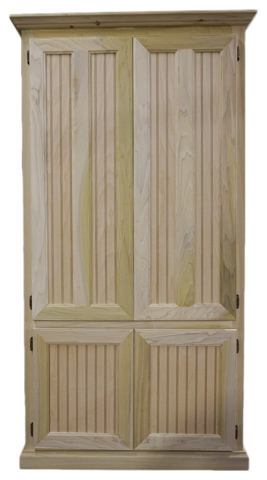 Extra Wide Coastal Kitchen Pantry Cabinet, Unfinished