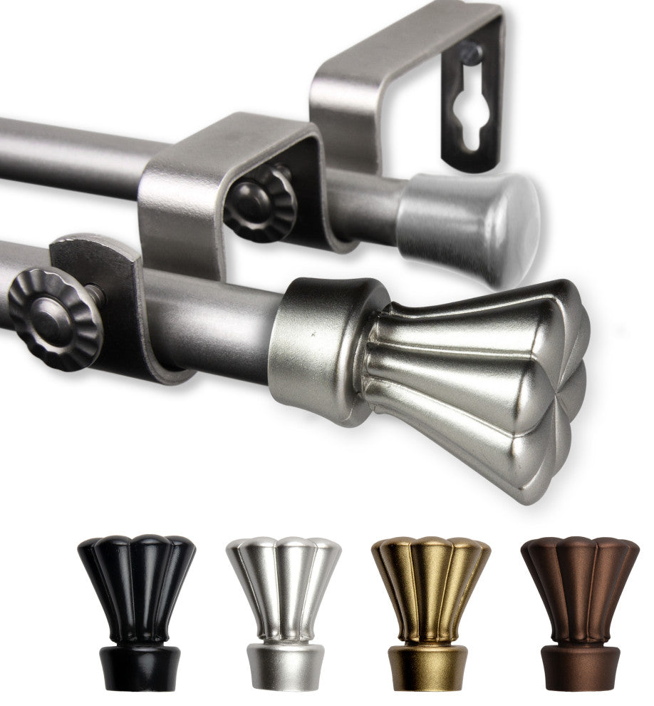 Pasha 5/8" Double Curtain Rod Satin Nickel