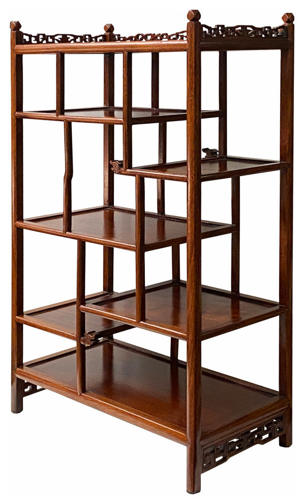 Chinese Light Brown Hauli Rectangular Small Curio Display Stand Hws1740