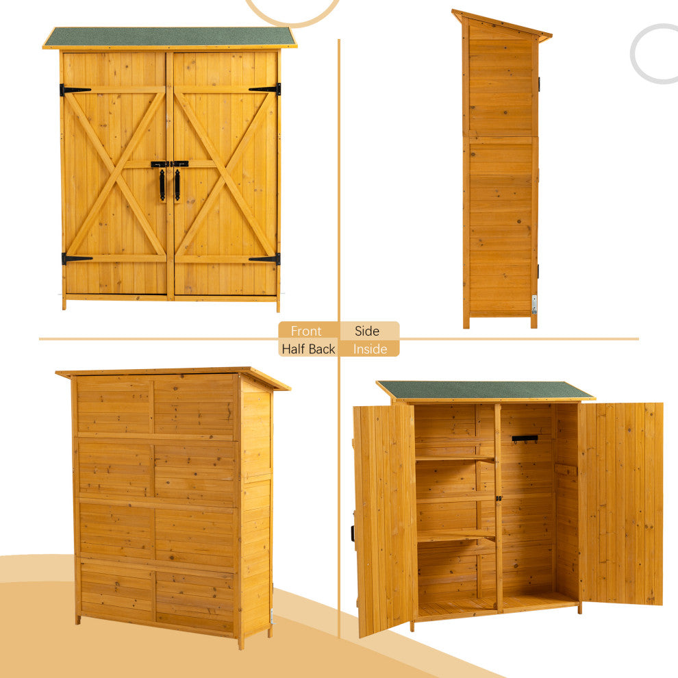 Outdoor Storage Shed With Lockable Door, Natural