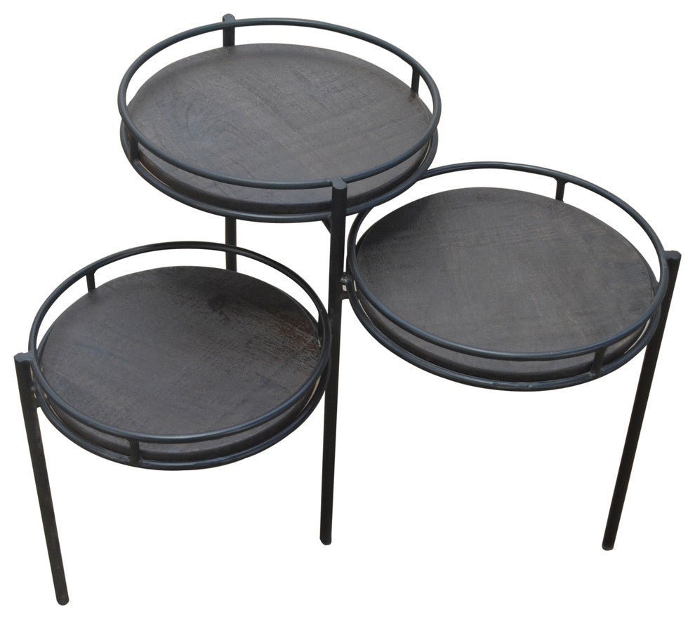 Anaheim Indira Foldable Planter Stand in Modern Black on Solid Wood