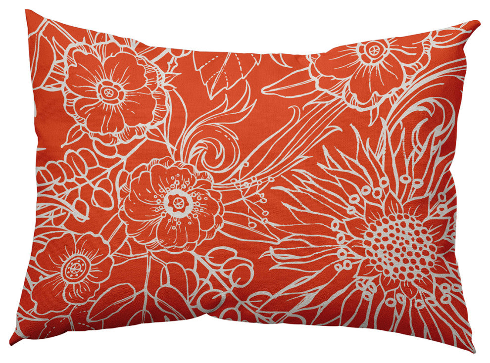 14" x 20" Zentangle Decorative Indoor Pillow, Bright Orange