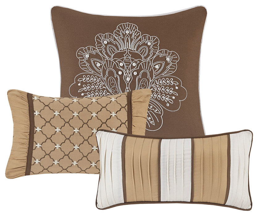 Madison Park Bellagio Classic Botanical 7-Piece Comforter Set, Gold/Brown, Cal K