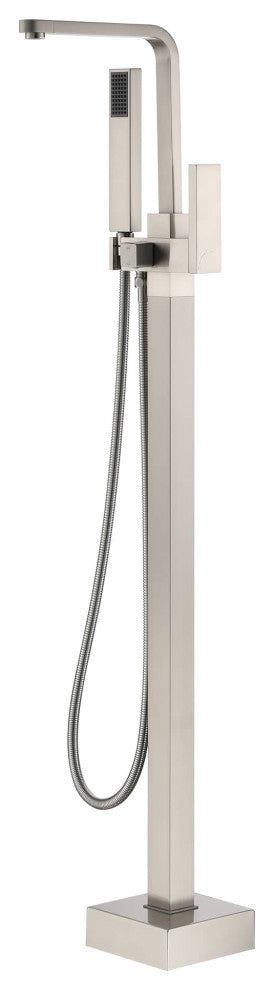 Floor Mount Tub Filler with Handheld Shower Head, Brushed Nickel