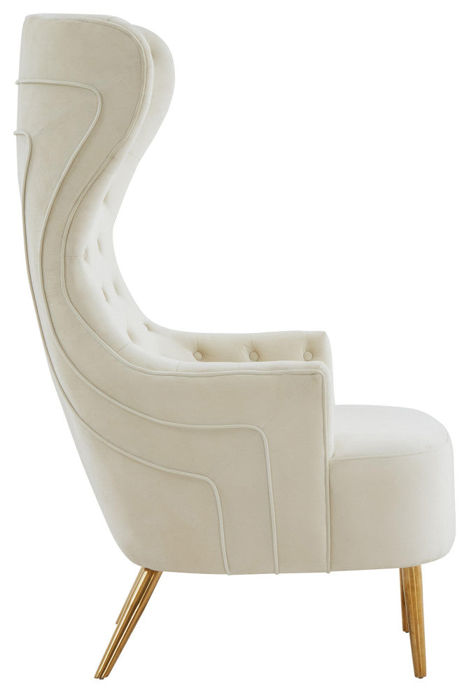 TOV Furniture Jezebel Cream Velvet Wingback Chair
