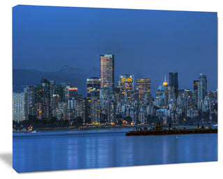Vancouver Downtown in Evening, Extra Large Canvas Art Print, 20"x12"
