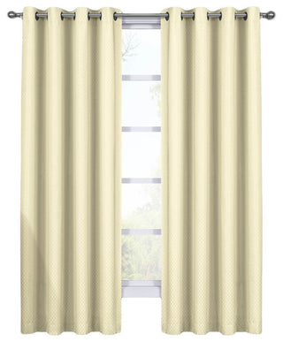 100% Blackout Diamond Woven Drapes, 2PC, Ivory, 108"x120"