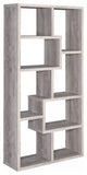 10-Shelf Geometric Bookcase, Gray Driftwood