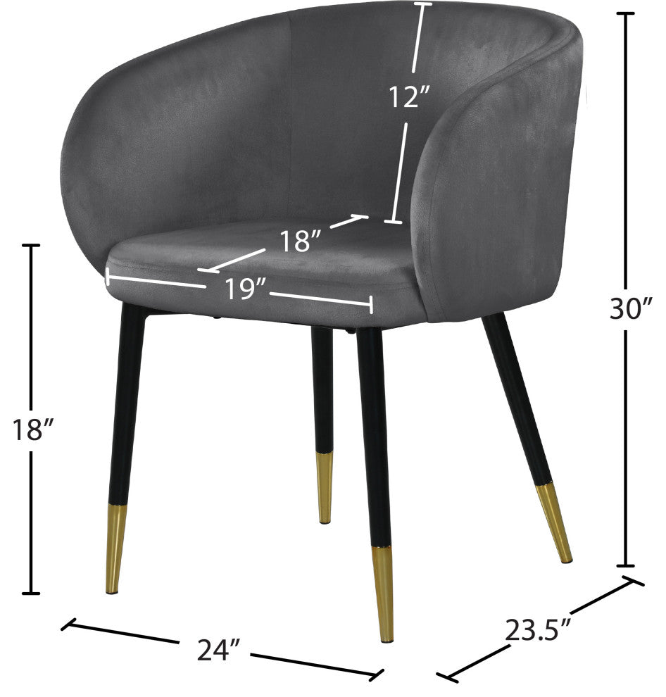 Louise Velvet Dining Chair, Gray