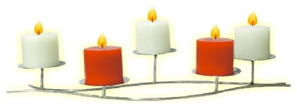 Stainless Steel 5 Large Candle Holder Handmade Mirror Finish 25"