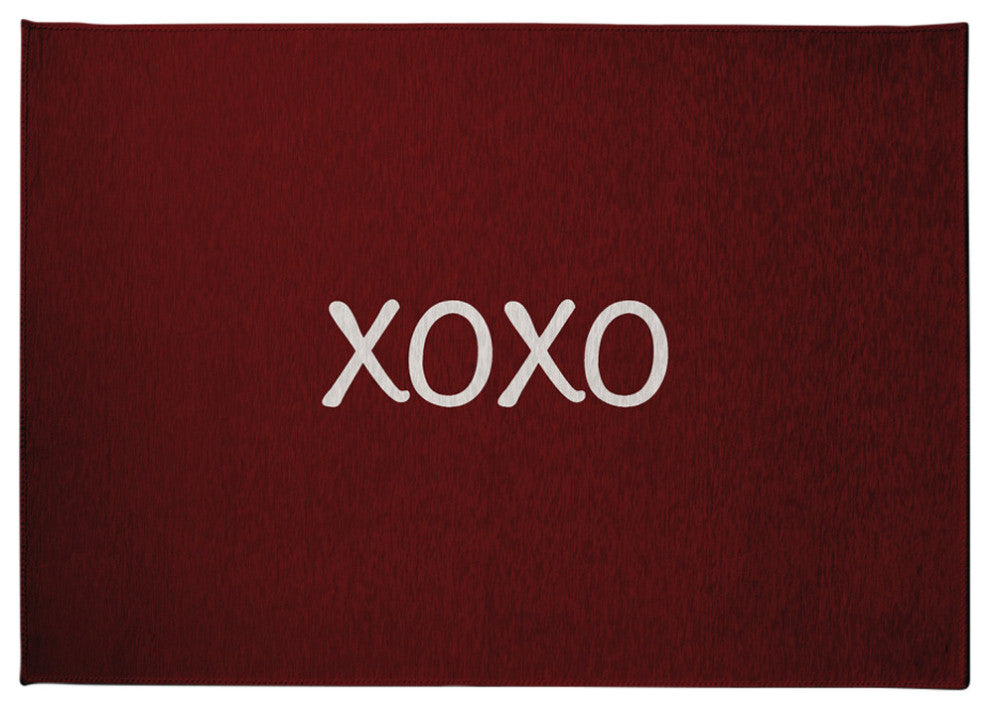 XOXO Valentines Chenille Rug, Maroon, 5'x7'