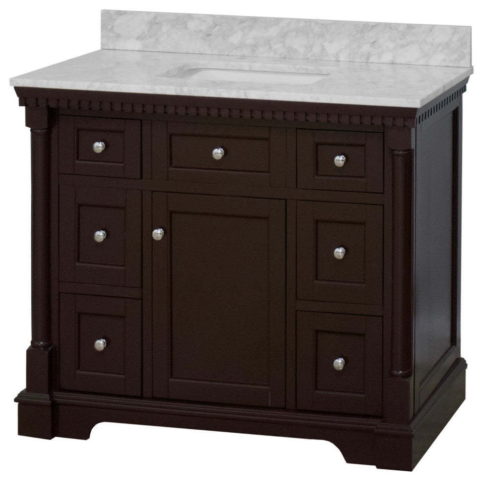 Sydney 42" Bathroom Vanity, Chocolate, Carrara Marble