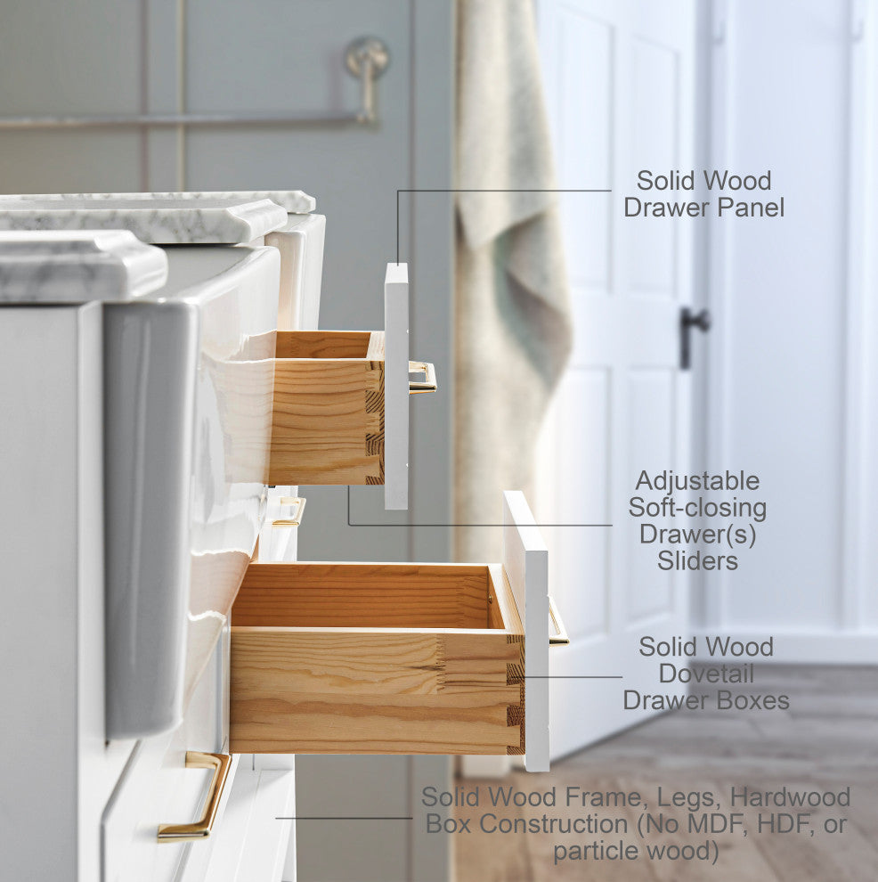 Hayley Bathroom Vanity Set, White, 60"