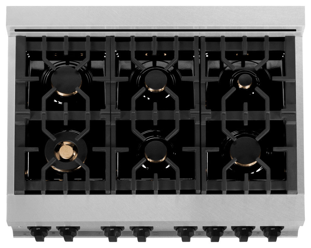 ZLINE 36" Dual Fuel Range, DuraSnow With Matte Black Accents RASZ-SN-36-MB
