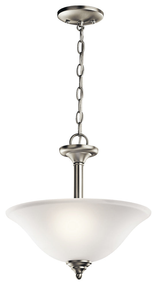 Pendant/Semi Flush 2-Light, Brushed Nickel, Satin Etched Glass, Standard
