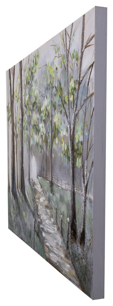 'Lighted Path II', 47"x32" Wall Art on Canvas, Hand Painted With 3D Accents