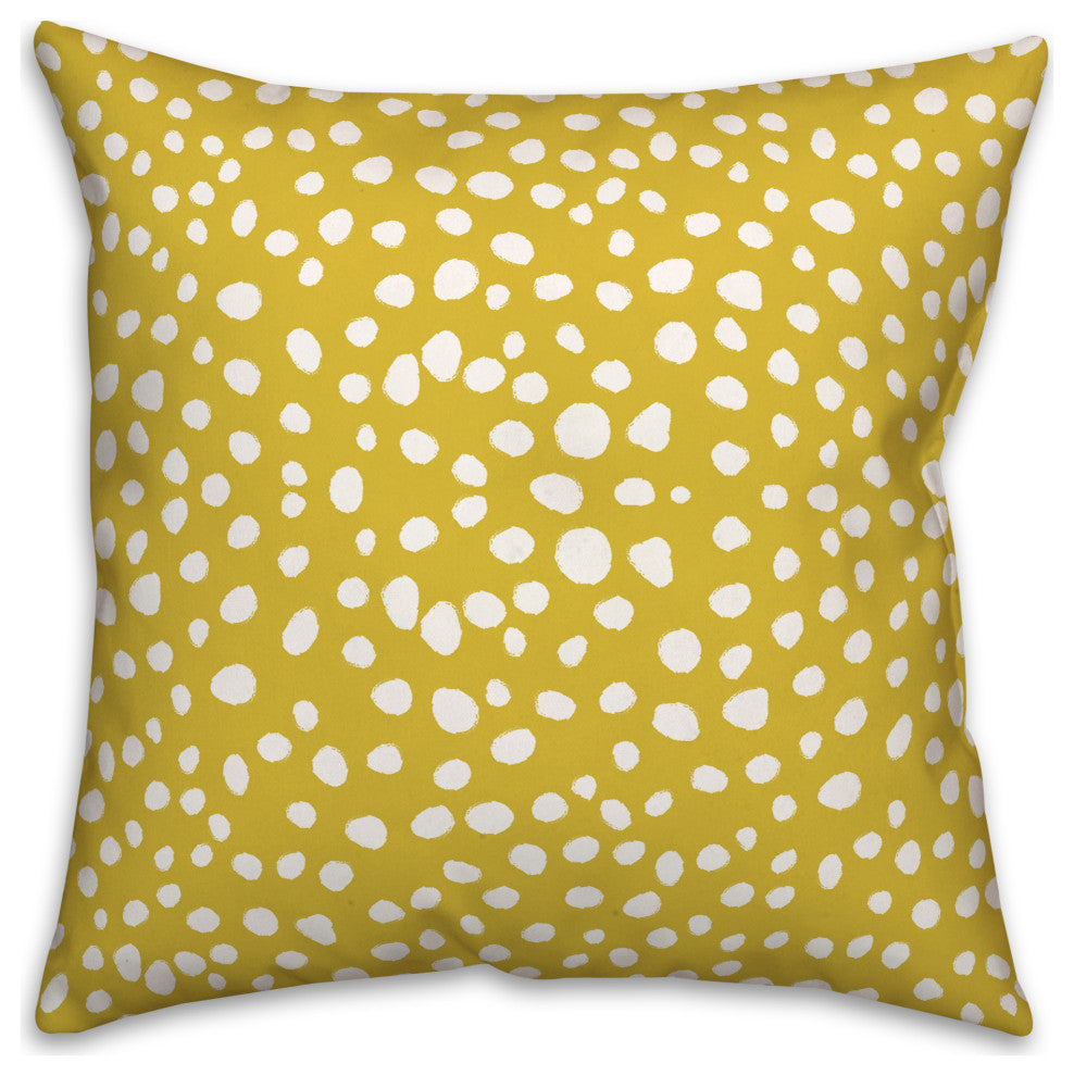 Yellow Painted Spots 18x18 Spun Poly Pillow