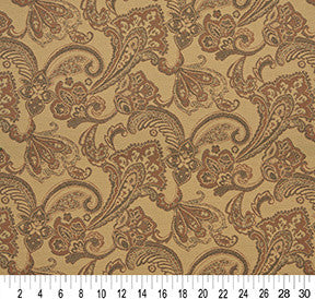 Orange Tan Brown Floral Foliage Indoor Outdoor Upholstery Fabric By The Yard