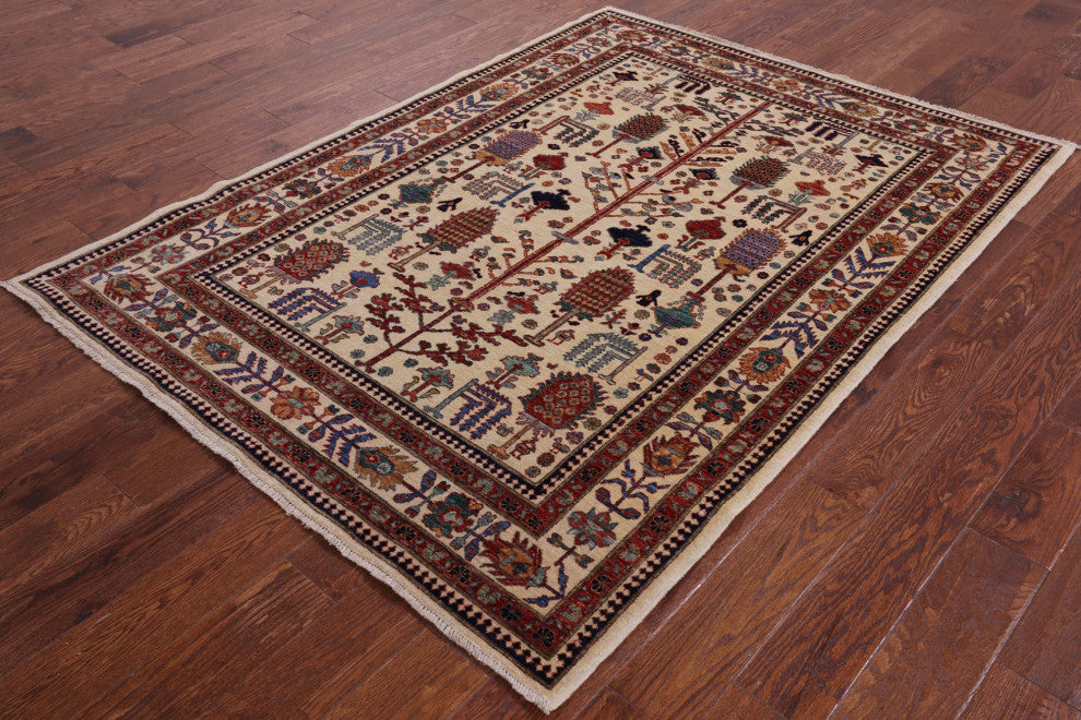 4' 11" X 6' 8" Hand-Knotted Tribal Persian Gabbeh Rug Q5150