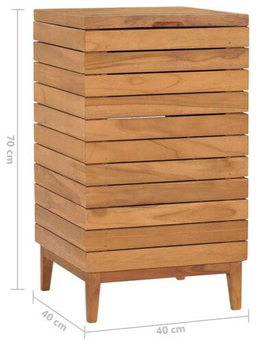 vidaXL Solid Teak Wood Laundry Basket 15.7"x15.7"x27.6" Wooden Clothes Box