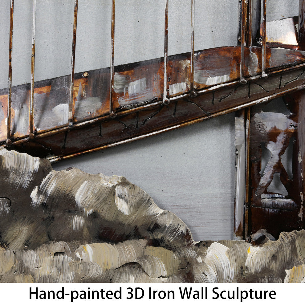 "The Golden Gate Bridge" Mixed Media Iron Hand Painted Dimensional Wall Art